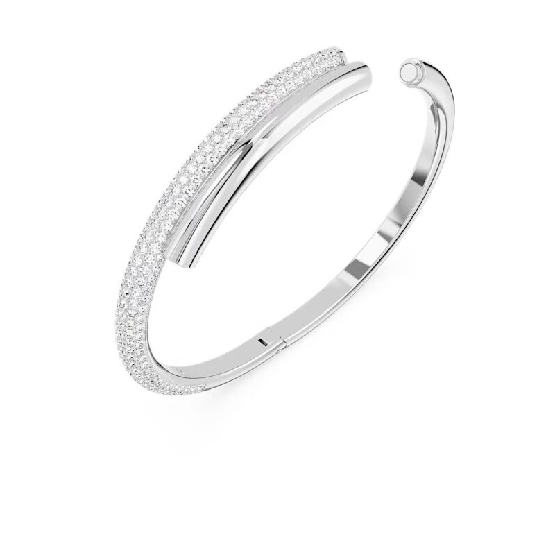 Bracelet Jonc Femme Swarovski Dextera Métal argenté et Cristaux blancs fermoir magnétique