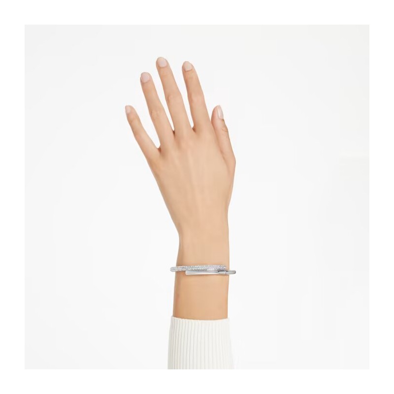 Bracelet Jonc Femme Swarovski Dextera Métal argenté et Cristaux blancs fermoir magnétique