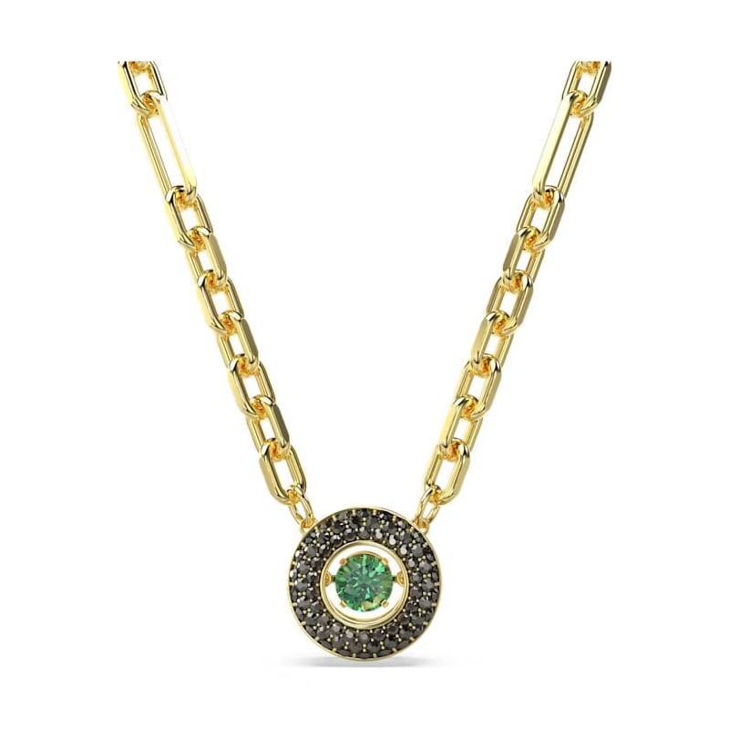 Collier Femme Swarovski Sparkling Dance en métal doré et cristaux verts et noirs
