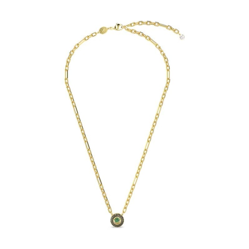 Collier Femme Swarovski Sparkling Dance en métal doré et cristaux verts et noirs