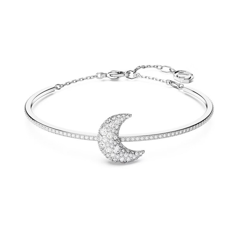 Bracelet Jonc Femme Swarovski Collection Luna Métal argenté et Cristaux blancs