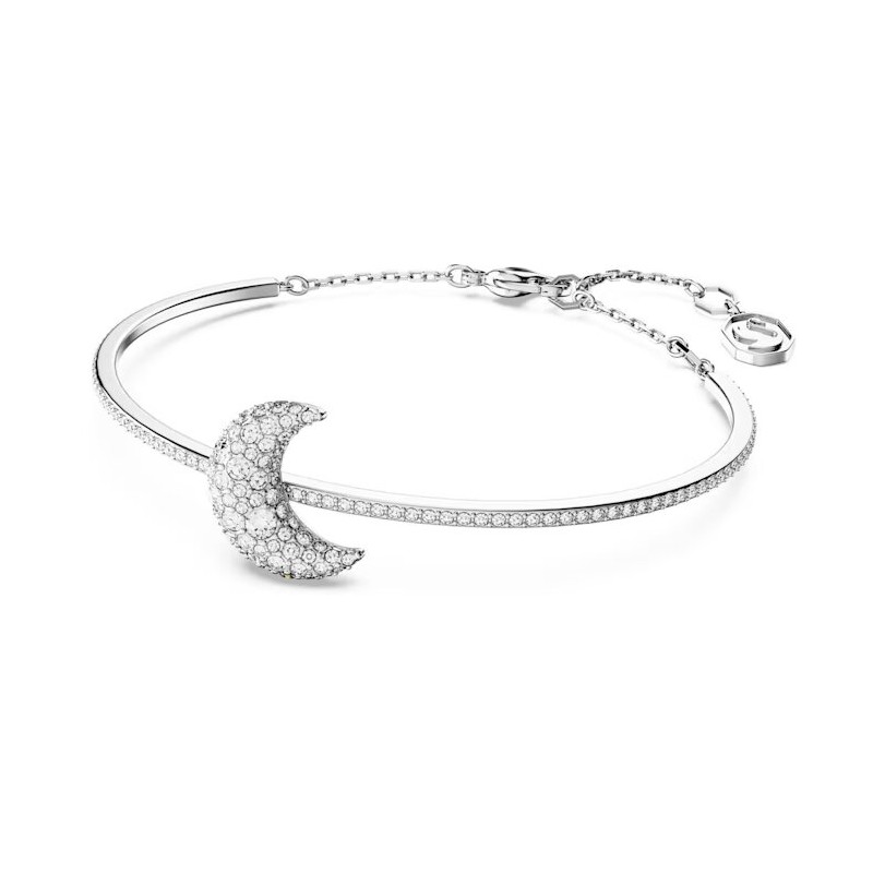 Bracelet Jonc Femme Swarovski Collection Luna Métal argenté et Cristaux blancs
