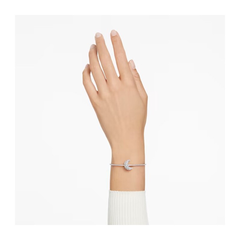 Bracelet Jonc Femme Swarovski Collection Luna Métal argenté et Cristaux blancs