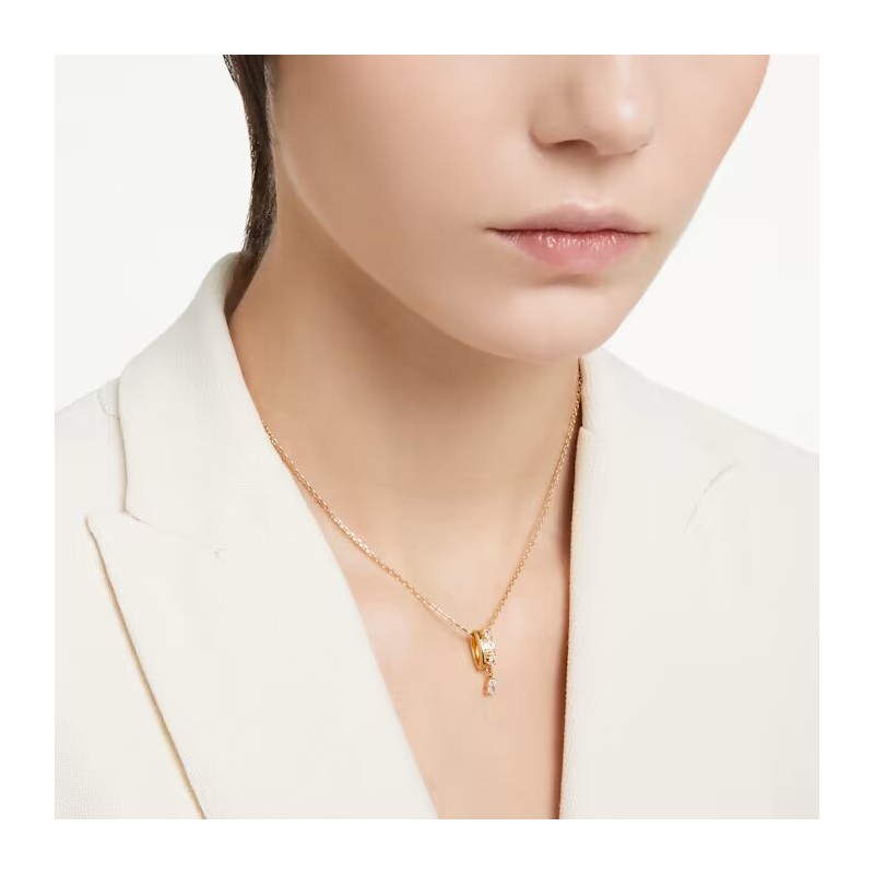 Collier Femme Swarovski Dextera en métal doré et cristaux blancs
