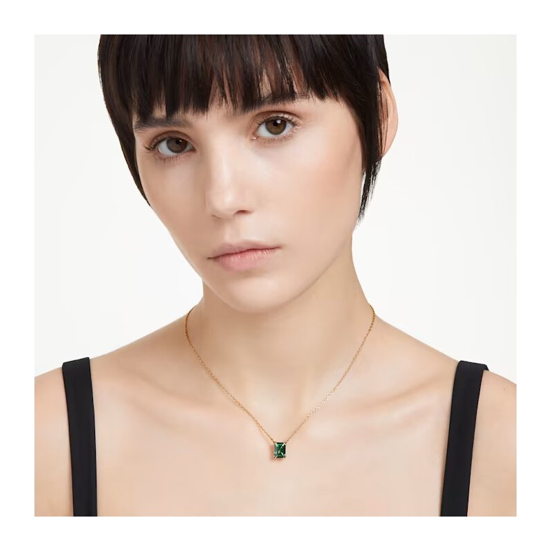 Collier Femme Swarovski Matrix en métal doré et cristal vert