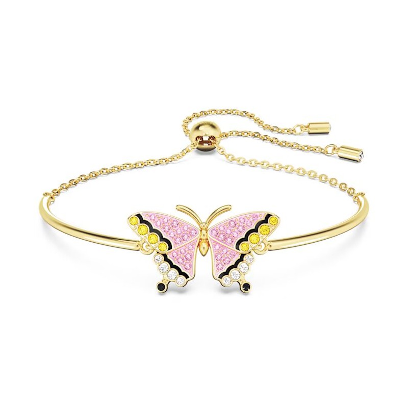 Bracelet Jonc Femme Swarovski Collection Idyllia Métal doré et Cristaux multicolores motif papillon