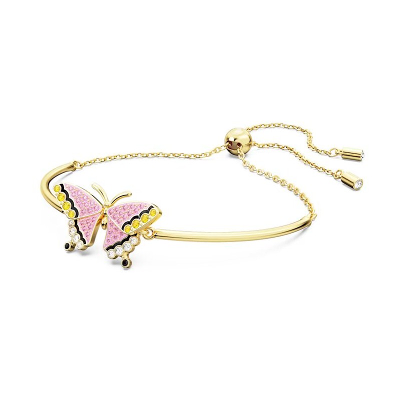 Bracelet Jonc Femme Swarovski Collection Idyllia Métal doré et Cristaux multicolores motif papillon