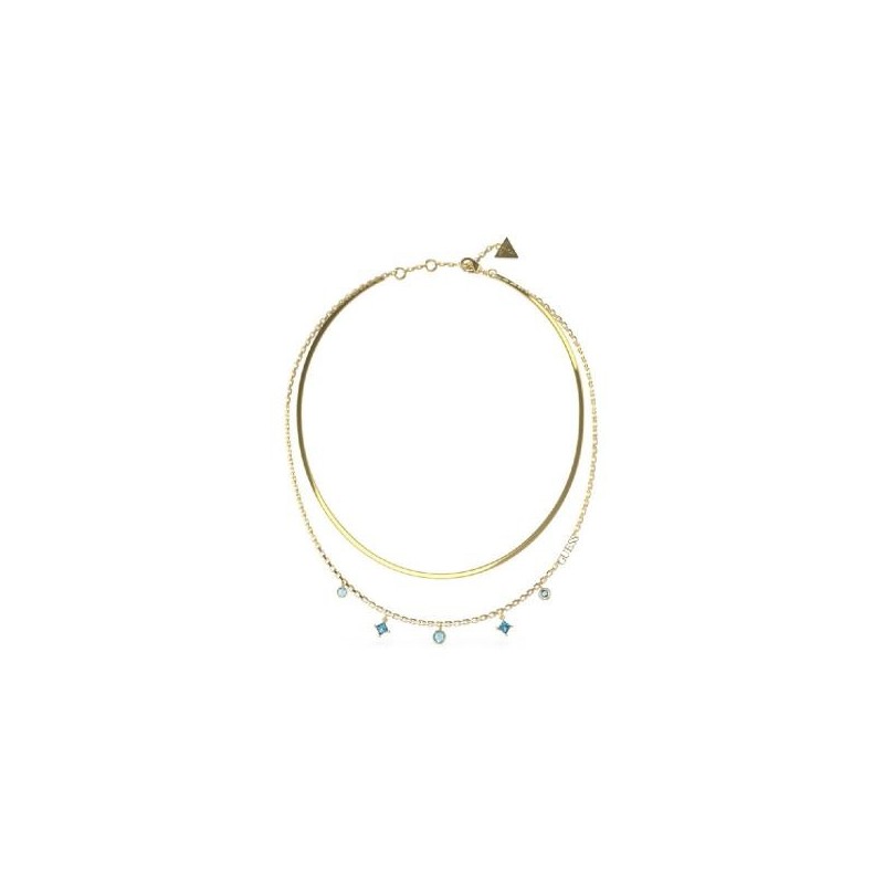 Collier Double Femme Guess Perfect Liaison en acier doré avec oxydes de zirconium