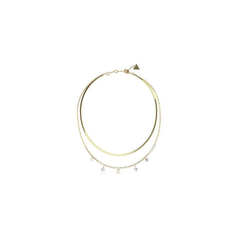Collier Double Femme Guess  Perfect Liaison en acier doré avec oxydes de zirconium