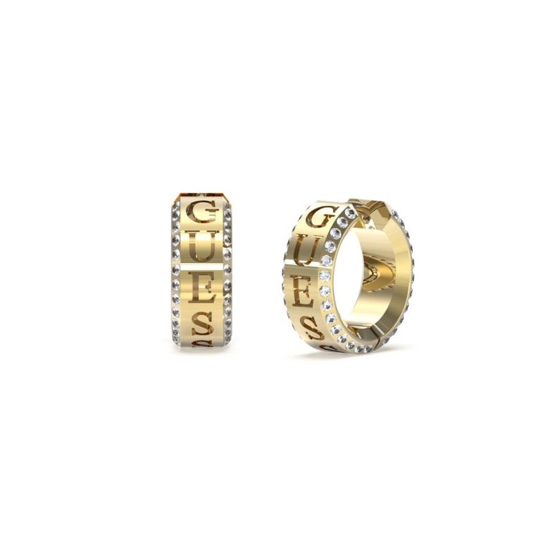 Boucles d'oreilles créoles femme guess acier doré avec oxydes de zirconium