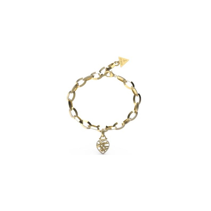 Bracelet Femme Guess HEART CAGE en acier doré avec oxydes de zirconium