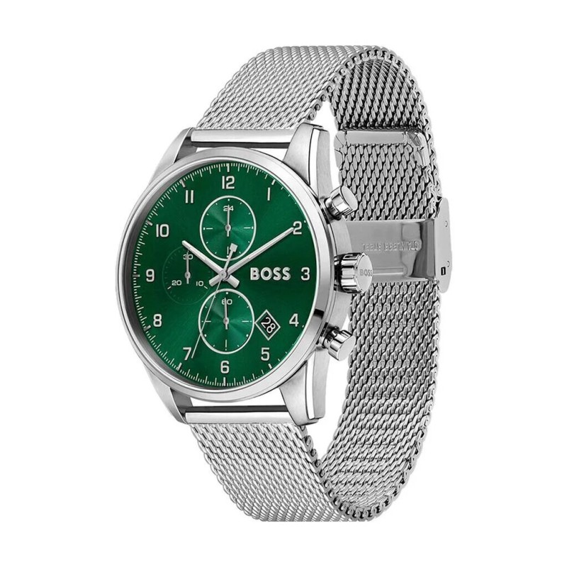 MONTRE HOMME HUGO BOSS BRACELET MILANAIS CADRAN VERT