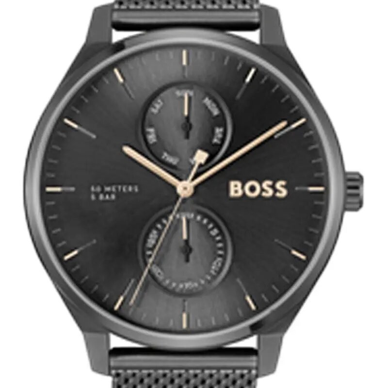 MONTRE HOMME HUGO BOSS TYLER BRACELET MILANAIS NOIR CADRAN NOIR