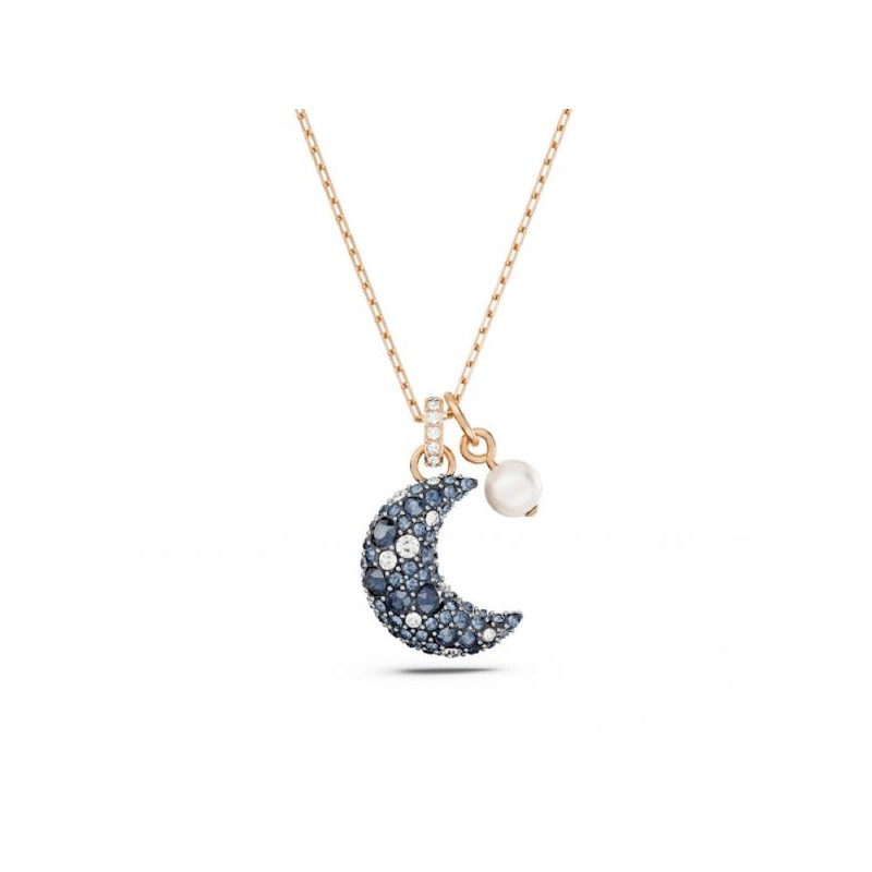 Collier Femme Swarovski Luna métal rose avec cristaux