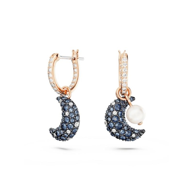 Boucles d'oreilles pendantes femme Swarovski Luna métal rose avec cristaux