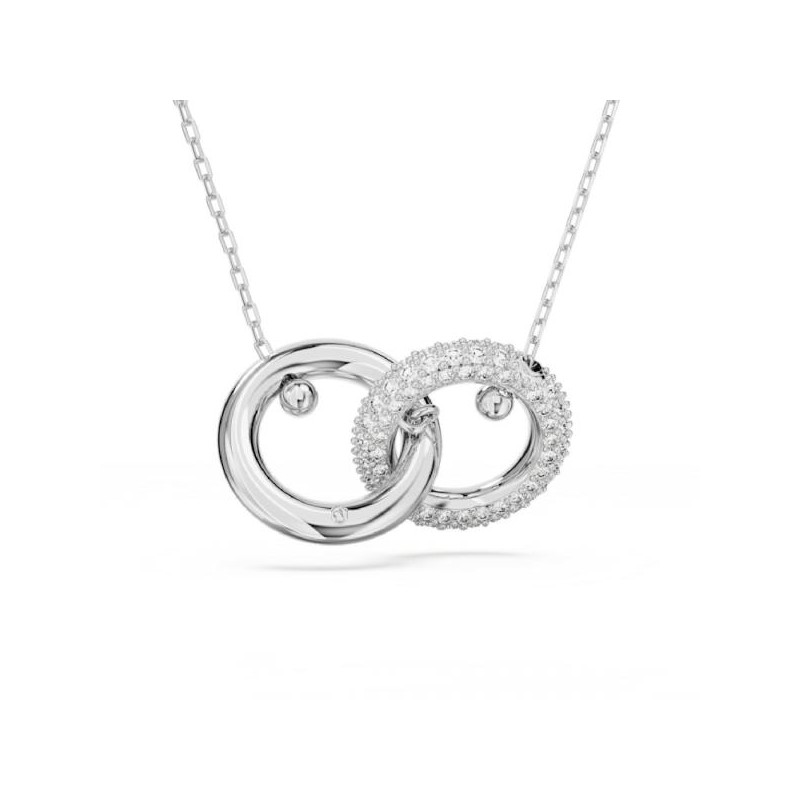 Collier Femme Swarovski Dextera boucles entrelacées métal argenté avec des cristaux