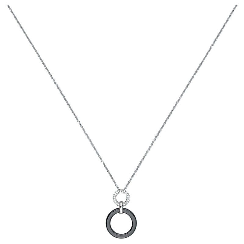 Collier femme carador en argent doubles cercles avec oxydes de zirconium et céramique noire