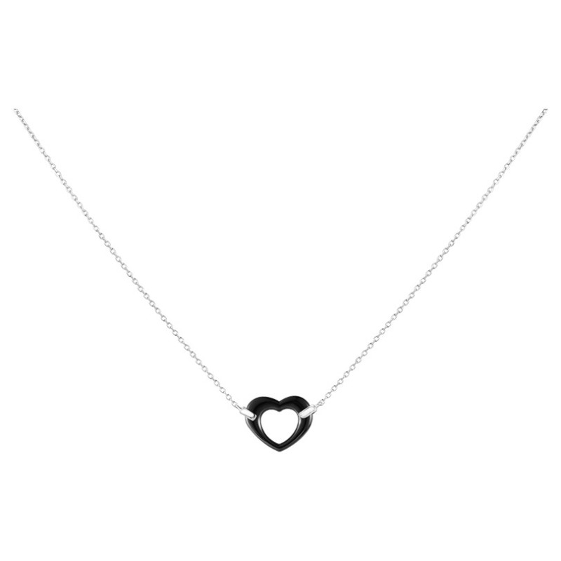 Collier femme carador en argent avec un cœur en céramique noire