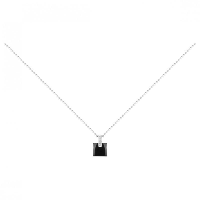 Collier femme carador en argent avec un pendentif en céramique noire et oxydes de zirconium