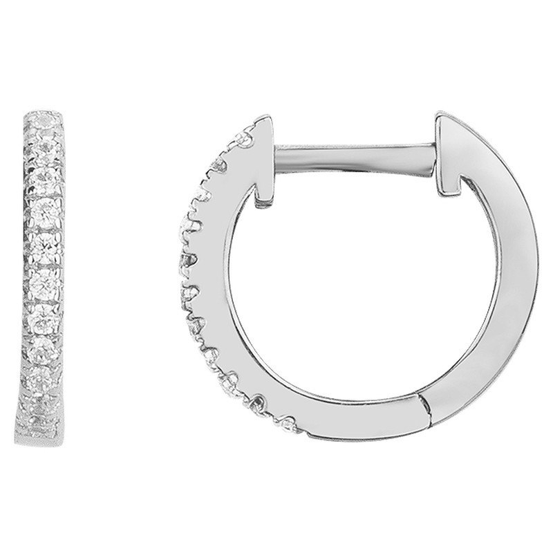 Boucles d'oreilles créoles femme argent avec oxydes de zirconium