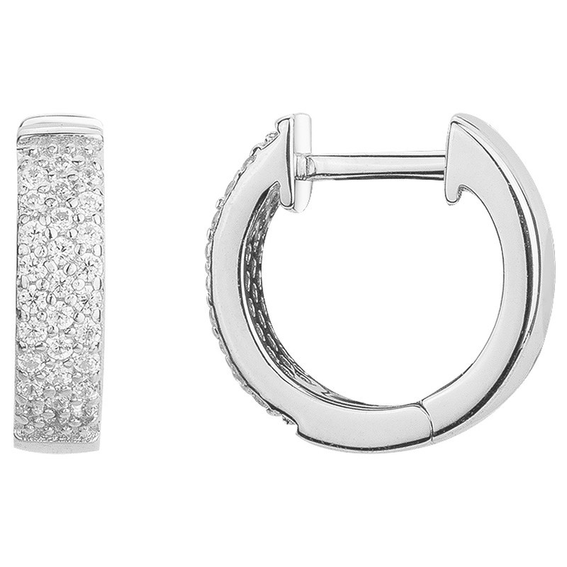 Boucles d'oreilles créoles femme en argent avec oxydes de zirconium