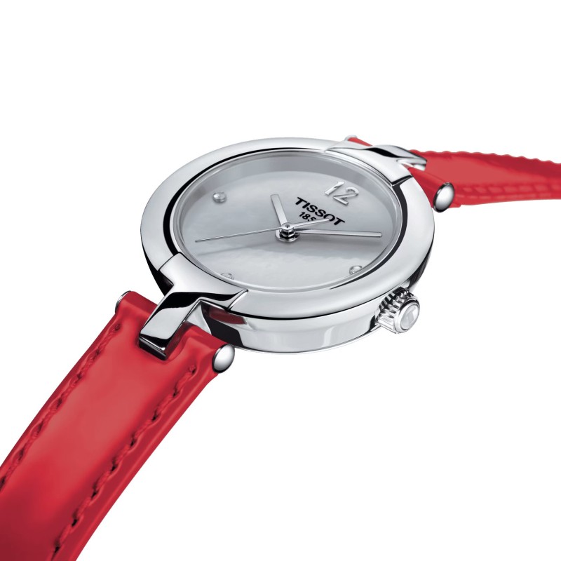 Montre Femme Tissot Pinky bracelet cuir rouge brillant