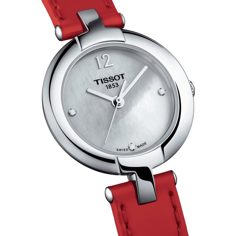 Montre Femme Tissot Pinky bracelet cuir rouge brillant