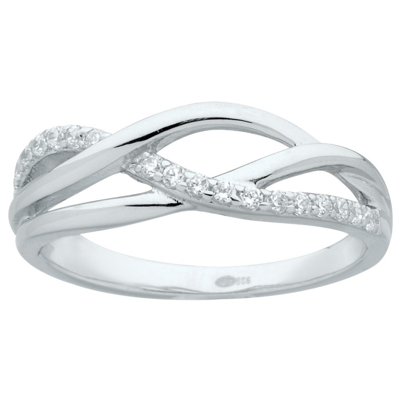 Bague femme carador en argent motif vague avec oxydes de zirconium