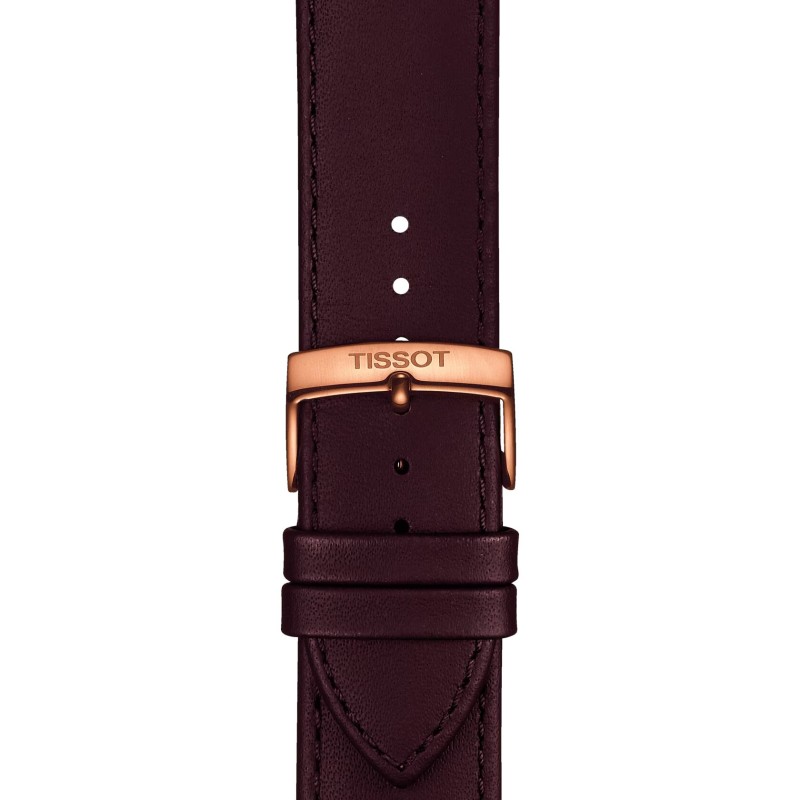 Montre Tissot Everytime 42MM bracelet cuir marron boitier doré rose