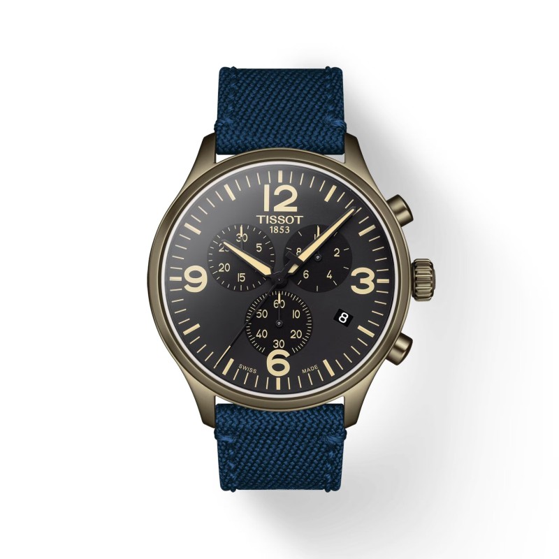 Montre Homme Tissot Chrono XL   bracelet tissu bleu