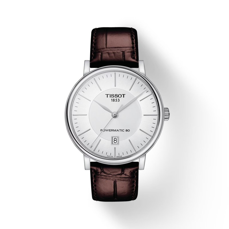 Montre Tissot carson premium powermatic 80 bracelet cuir marron