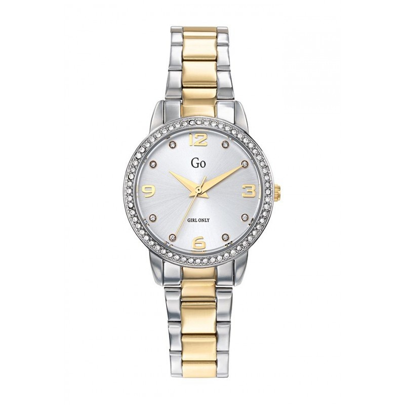 MONTRE GO GIRL ONLY BRACELET ACIER BICOLORE  CADRAN GRIS ARGENTE ET BRILLANTS
