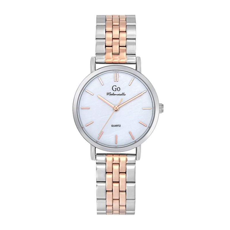 MONTRE GO GIRL ONLY BRACELET ACIER BICOLORE  CADRAN BLANC NACRE