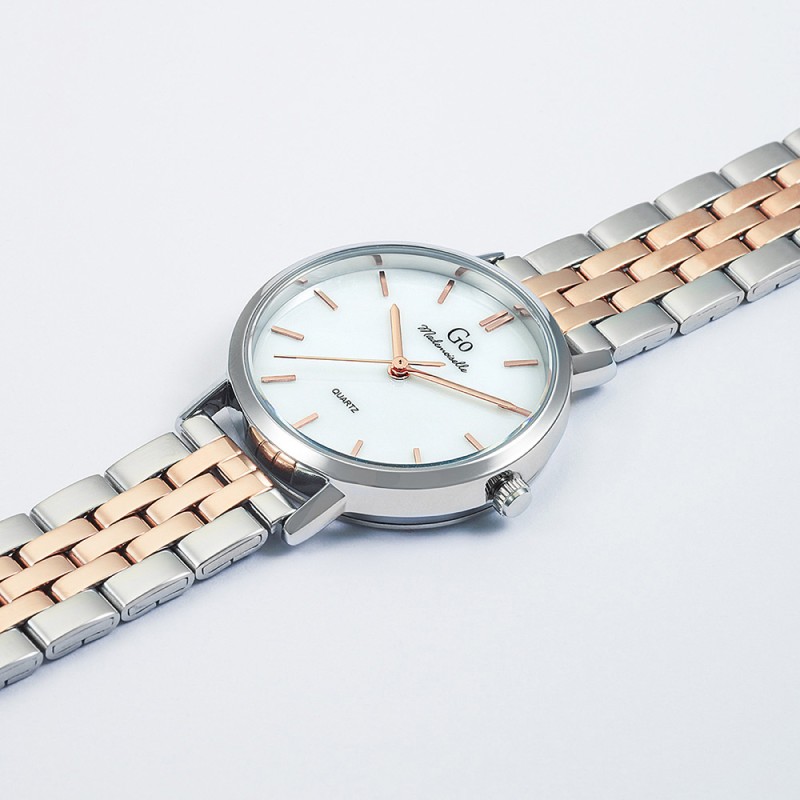 MONTRE GO GIRL ONLY BRACELET ACIER BICOLORE  CADRAN BLANC NACRE