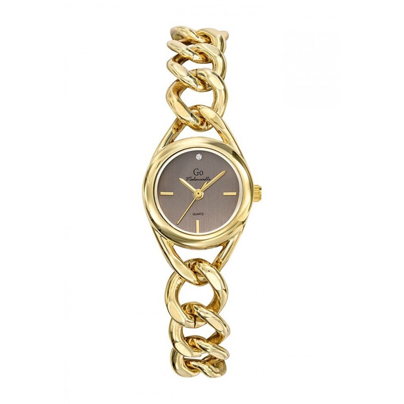 MONTRE GO GIRL ONLY BRACELET ACIER DORE  FANTAISIE CADRAN MARRON