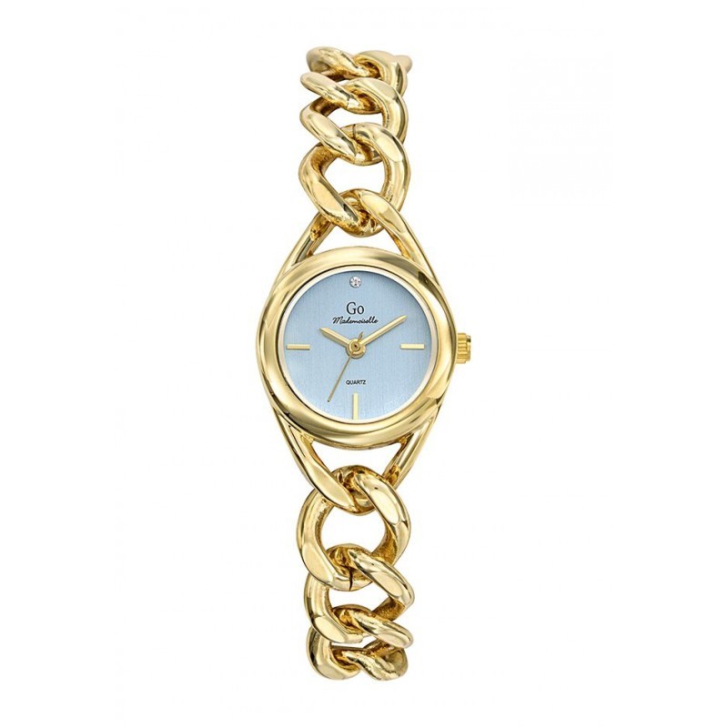 MONTRE GO GIRL ONLY BRACELET ACIER DORE  FANTAISIE CADRAN BLEU