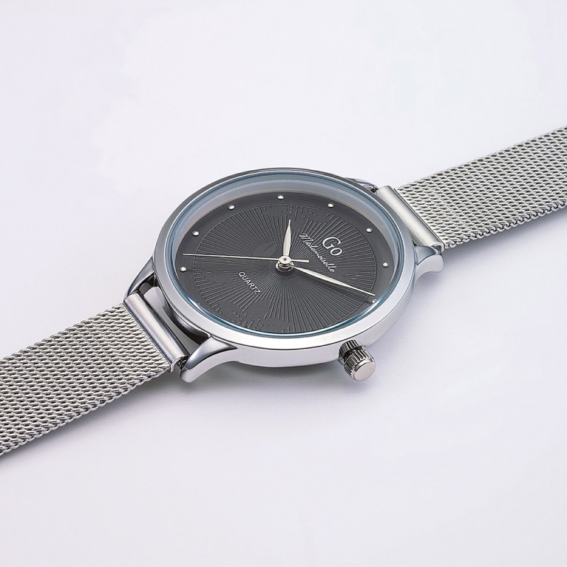 MONTRE GO GIRL ONLY BRACELET MILANAIS ARGENTE CADRAN NOIR TRAVAILLE