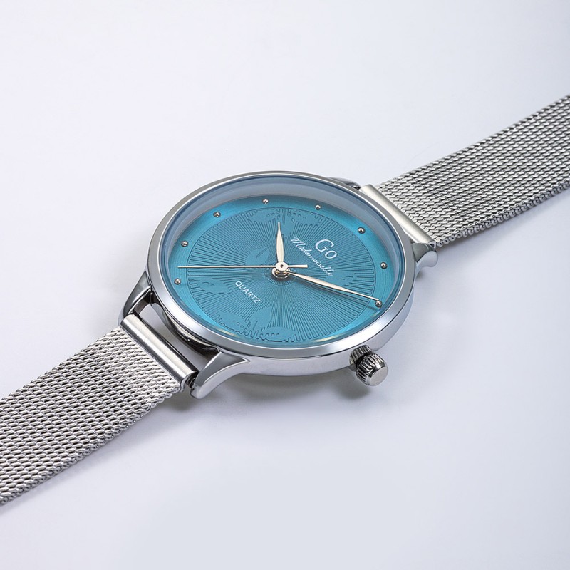 MONTRE GO GIRL ONLY BRACELET MILANAIS ARGENTE CADRAN BLEU VERT TRAVAILLE