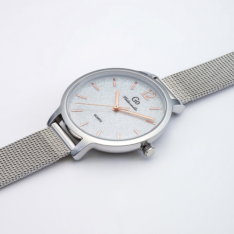 MONTRE GO GIRL ONLY BRACELET MILANAIS ARGENTE CADRAN GRIS PAILLETTES