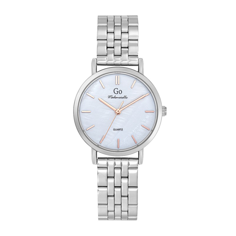 MONTRE GO GIRL ONLY BRACELET ACIER ARGENTE  CADRAN BLEU PASTEL