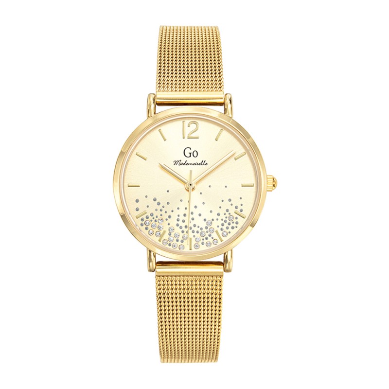 MONTRE GO GIRL ONLY BRACELET MILANAIS DORE  CADRAN CHAMPAGNE AVEC STRASS
