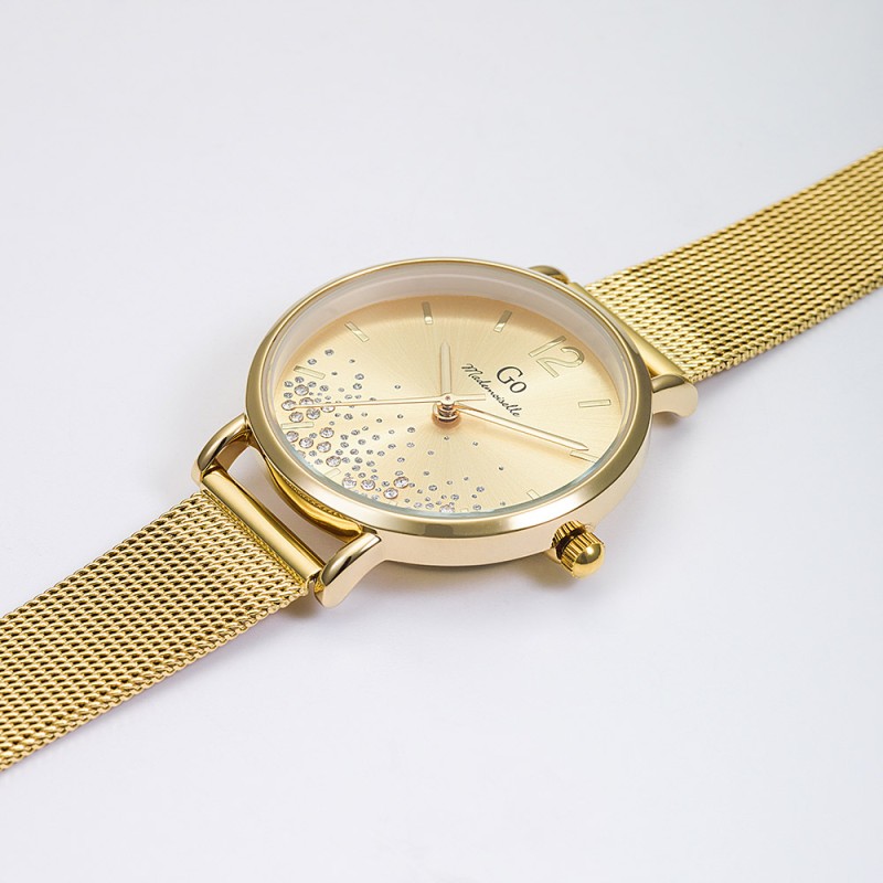 MONTRE GO GIRL ONLY BRACELET MILANAIS DORE  CADRAN CHAMPAGNE AVEC STRASS