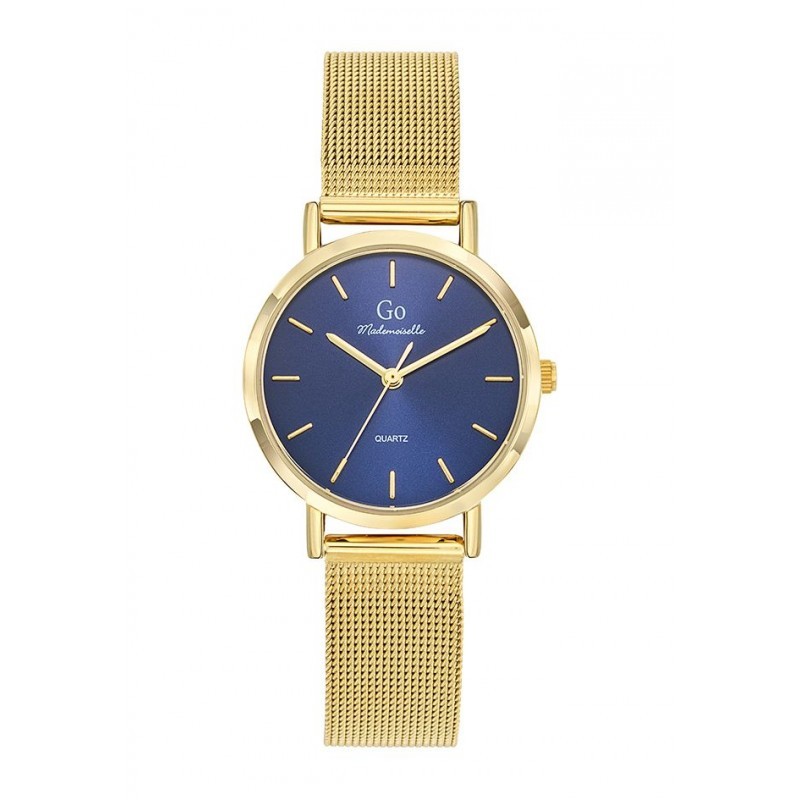 MONTRE GO GIRL ONLY BRACELET MILANAIS DORE CADRAN BLEU