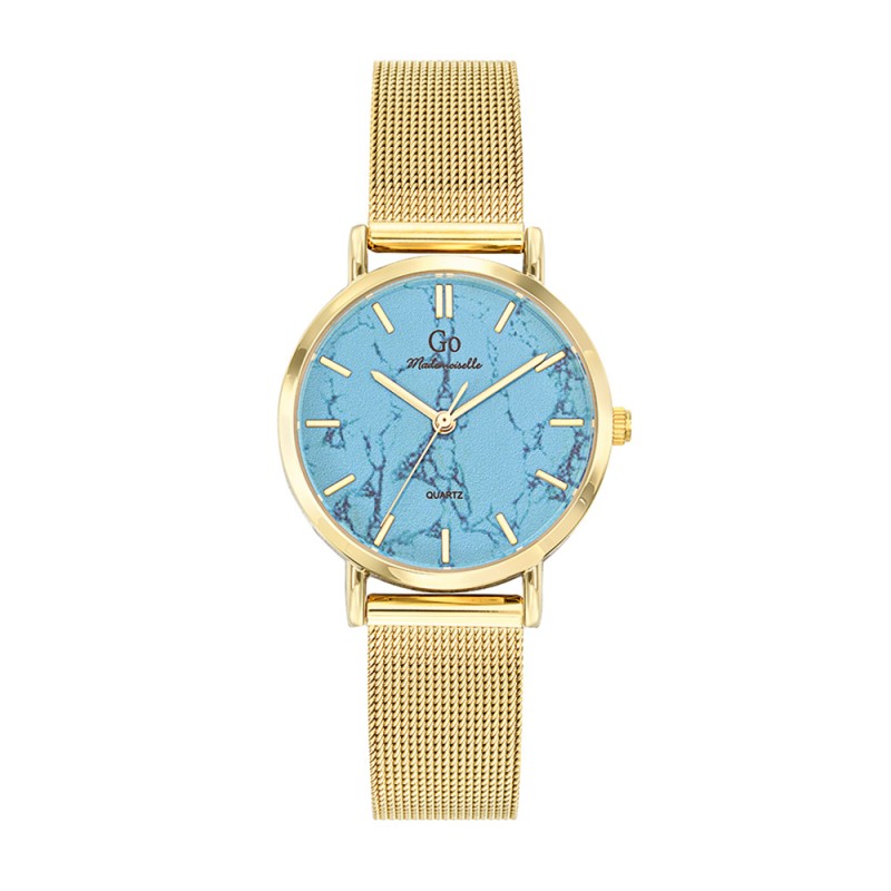MONTRE GO GIRL ONLY BRACELET MILANAIS DORE CADRAN BLEU EFFET MARBRE