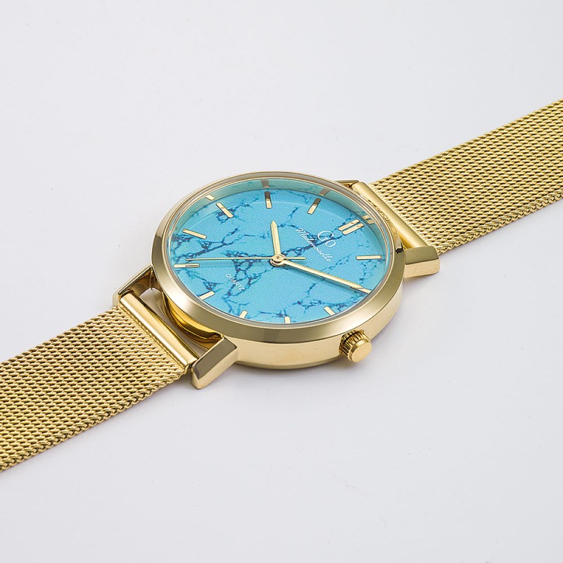 MONTRE GO GIRL ONLY BRACELET MILANAIS DORE CADRAN BLEU EFFET MARBRE