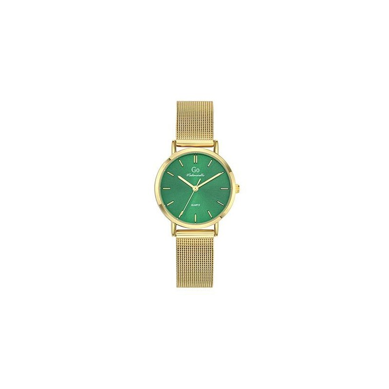 MONTRE GO GIRL ONLY BRACELET MILANAIS DORE CADRAN VERT
