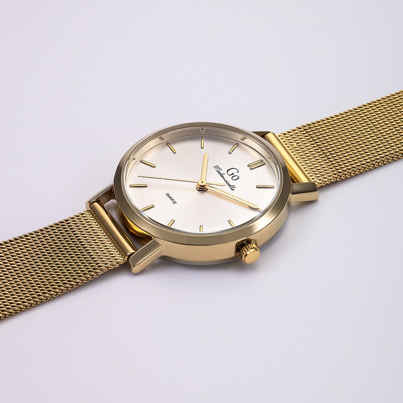 MONTRE GO GIRL ONLY BRACELET MILANAIS DORE CADRAN ARGENTE 30MM