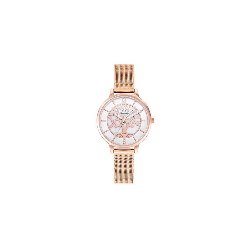 MONTRE GO GIRL ONLY BRACELET MILANAIS DORE ROSE CADRAN CREME ARBRE DE VIE