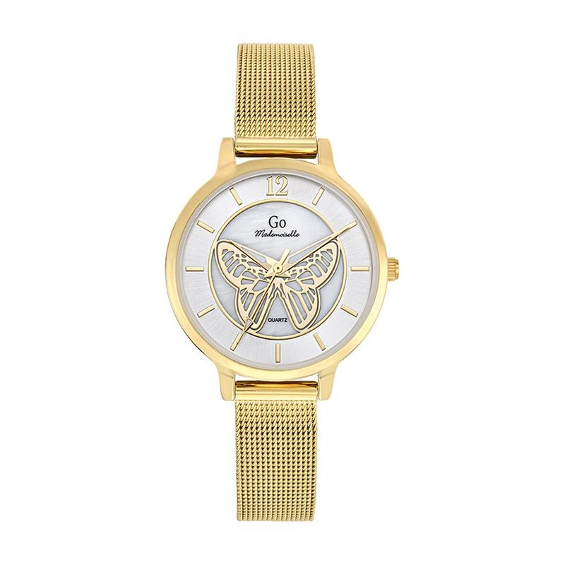 MONTRE GO GIRL ONLY BRACELET MILANAIS DORE CADRAN CREME PAPILLON