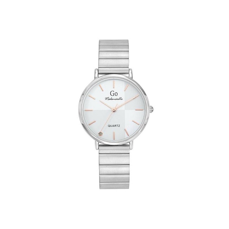 MONTRE GO GIRL ONLY BRACELET ACIER ARGENTE CADRAN BLANC INDEX DORE ROSE